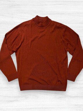 Raffi Mens Extra Fine Merino Wool Mock Neck Sweater XL Black Fine Gauge Knit